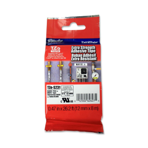 BROTHER TZES231 NASTRO 18 MM NERO BIANCO LAMINATO CON ADESIVO RESISTENTE